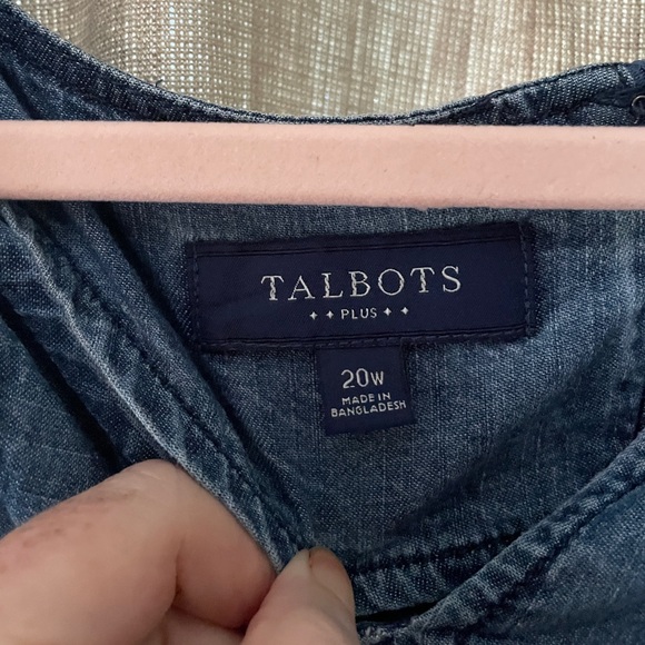 Talbots Chambray denim dress. Size 20w. 3/4 sleeves with tie. 100 cotton - Picture 6 of 9